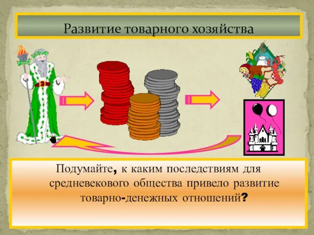 В городе,в отличие от деревни, основной ценностью была не земля, а деньги.