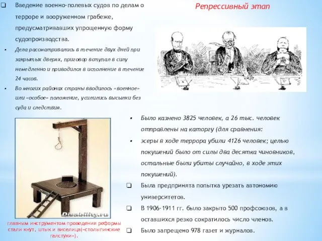 Введение военно-полевых судов по делам о терроре и вооруженном грабеже, предусматривавших упрощенную