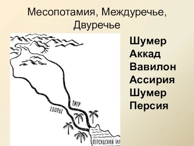 Месопотамия, Междуречье, Двуречье Шумер Аккад Вавилон Ассирия Шумер Персия