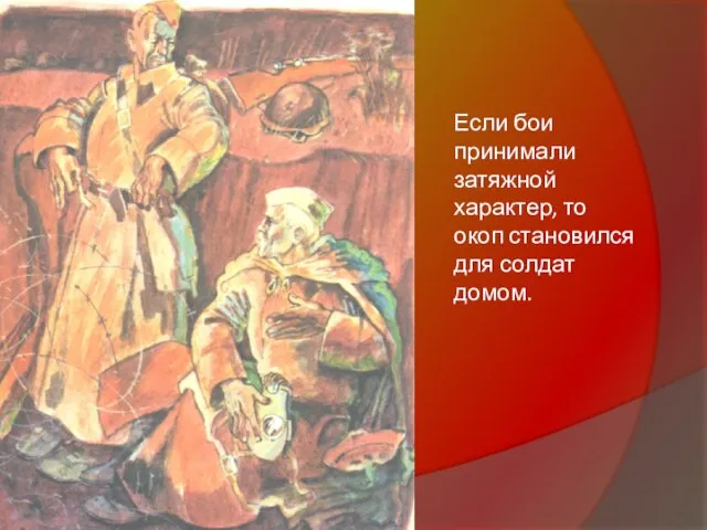 Если бои принимали затяжной характер, то окоп становился для солдат домом.