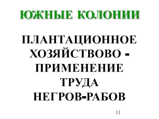 ЮЖНЫЕ КОЛОНИИ ПЛАНТАЦИОННОЕ ХОЗЯЙСТВОВО - ПРИМЕНЕНИЕ ТРУДА НЕГРОВ-РАБОВ