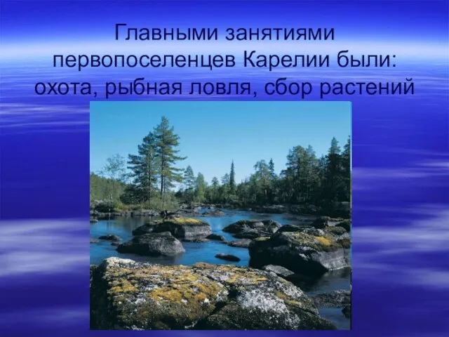 Главными занятиями первопоселенцев Карелии были: охота, рыбная ловля, сбор растений