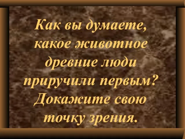 Как вы думаете, какое животное древние люди приручили первым? Докажите свою точку зрения.