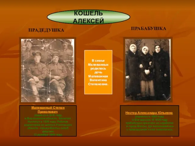 КОШЕЛЬ АЛЕКСЕЙ Малеванный Степан Прокопович, родился в 1919 году, в Воронежской области.