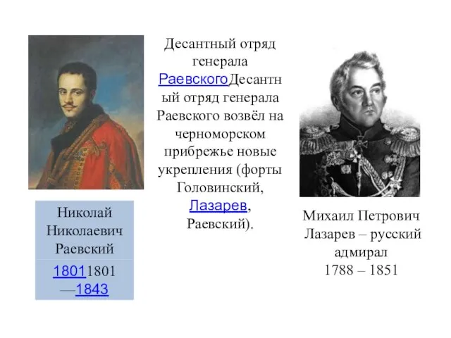 Десантный отряд генерала РаевскогоДесантный отряд генерала Раевского возвёл на черноморском прибрежье новые