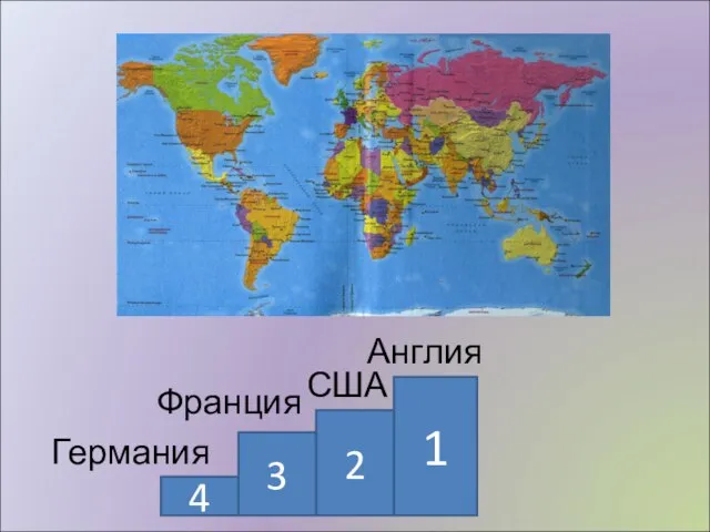 1 Англия 2 США 3 4 Франция Германия