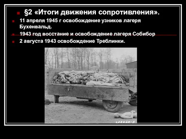 §2 «Итоги движения сопротивления». 11 апреля 1945 г освобождение узников лагеря Бухенвальд.