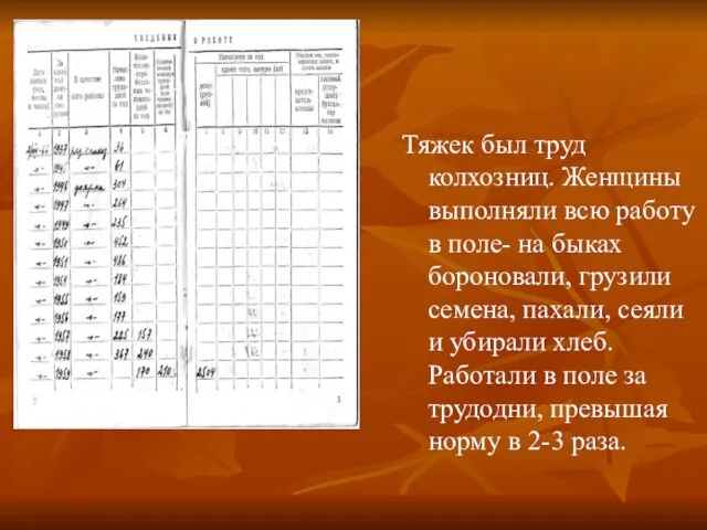 Тяжек был труд колхозниц. Женщины выполняли всю работу в поле- на быках