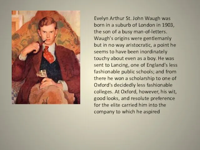 Evelyn Arthur St. John Waugh was born in a suburb of London