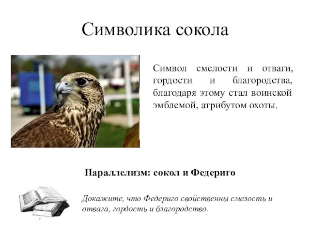 Символика сокола Символ смелости и отваги, гордости и благородства, благодаря этому стал