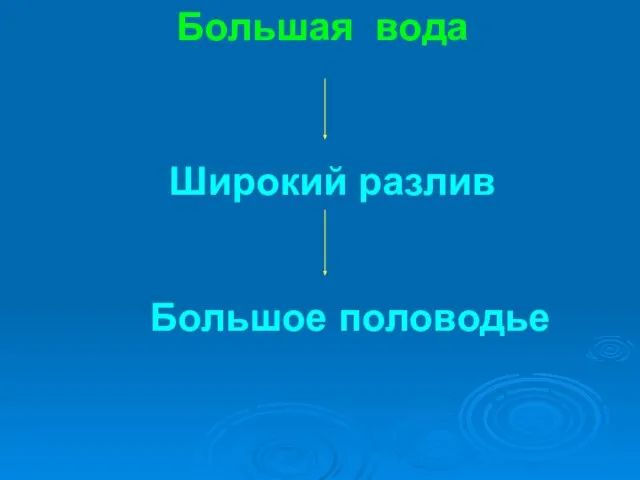 Большая вода Широкий разлив Большое половодье