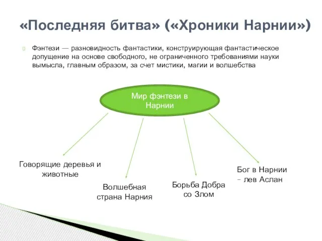 Фэнтези — разновидность фантастики, конструирующая фантастическое допущение на основе свободного, не ограниченного