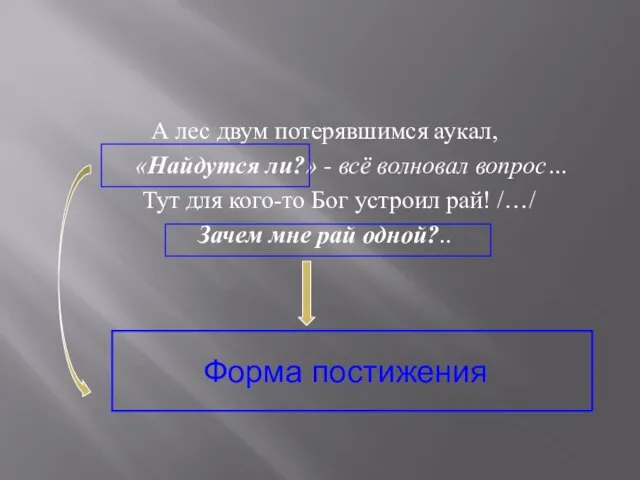 А лес двум потерявшимся аукал, «Найдутся ли?» - всё волновал вопрос… Тут