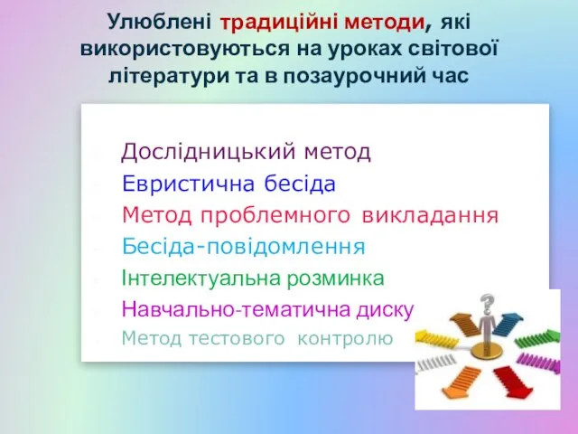 Улюблені традиційні методи, які використовуються на уроках світової літератури та в позаурочний