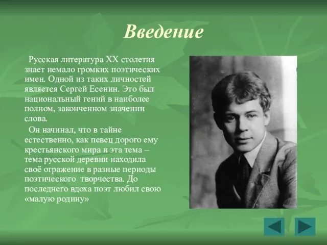 Введение Русская литература ХХ столетия знает немало громких поэтических имен. Одной из