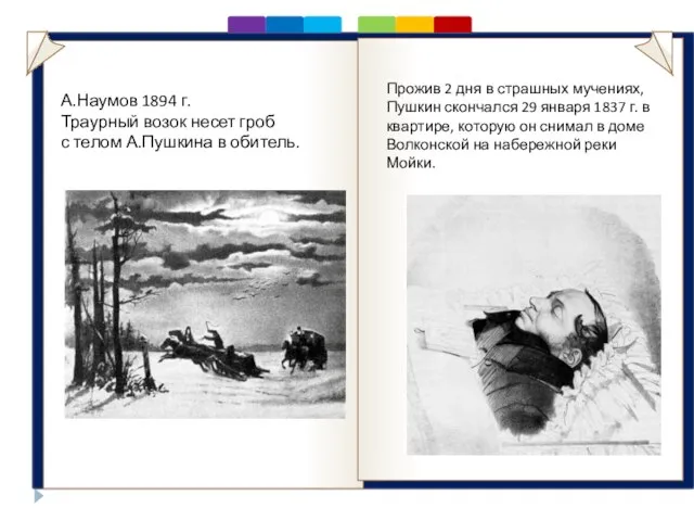 . Прожив 2 дня в страшных мучениях, Пушкин скончался 29 января 1837