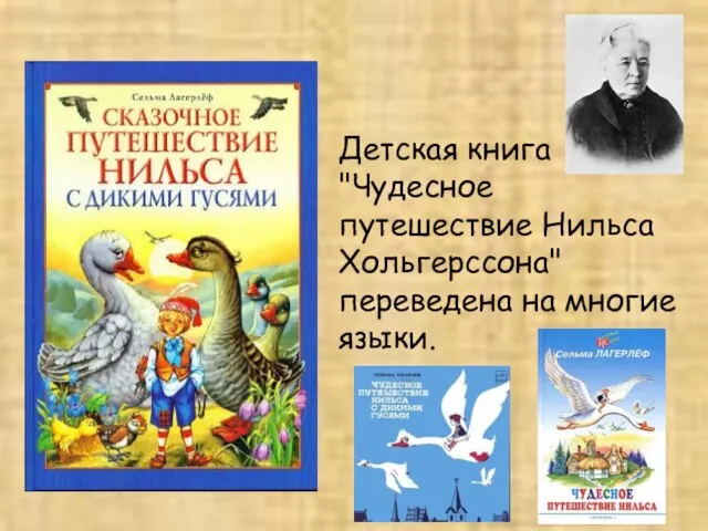 Детская книга "Чудесное путешествие Нильса Хольгерссона" переведена на многие языки.