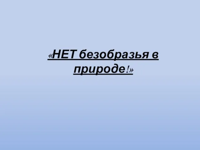 «НЕТ безобразья в природе!»