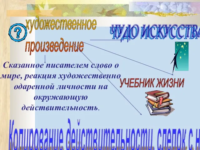 художественное произведение Сказанное писателем слово о мире, реакция художественно одаренной личности на