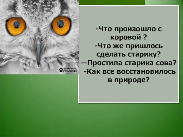 -Что произошло с коровой ? -Что же пришлось сделать старику? —Простила старика