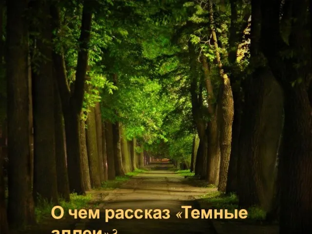 О чем рассказ «Темные аллеи»? О чем рассказ «Темные аллеи»?