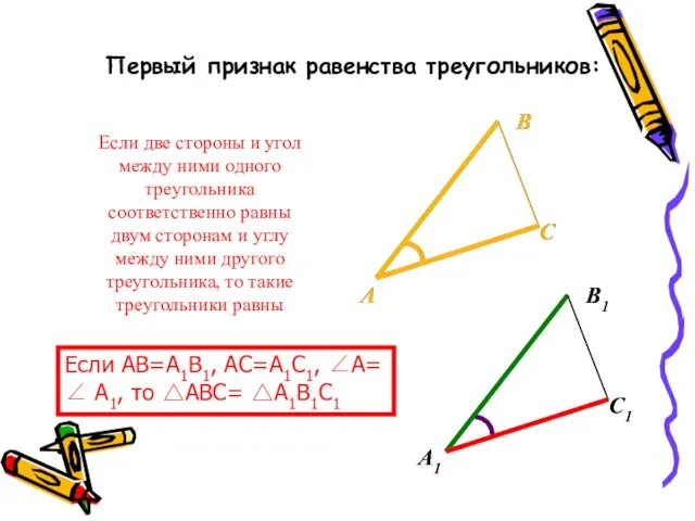 Если две стороны и угол между ними одного треугольника соответственно равны двум