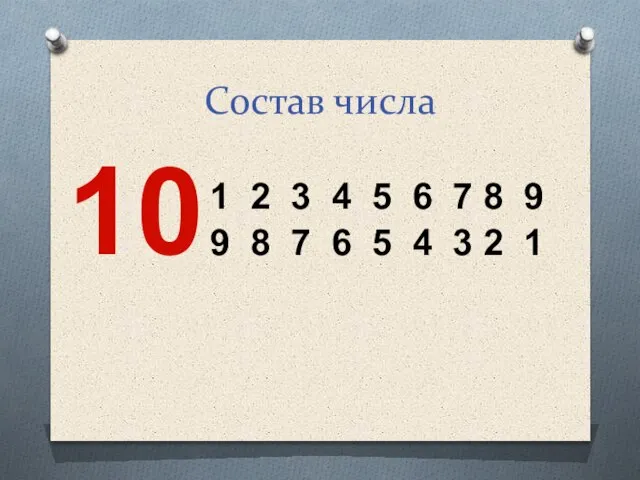 Состав числа 1 2 3 4 5 6 7 8 9 9