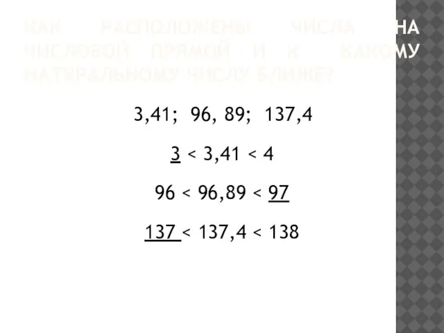 Как расположены числа на числовой прямой и к какому натуральному числу ближе?