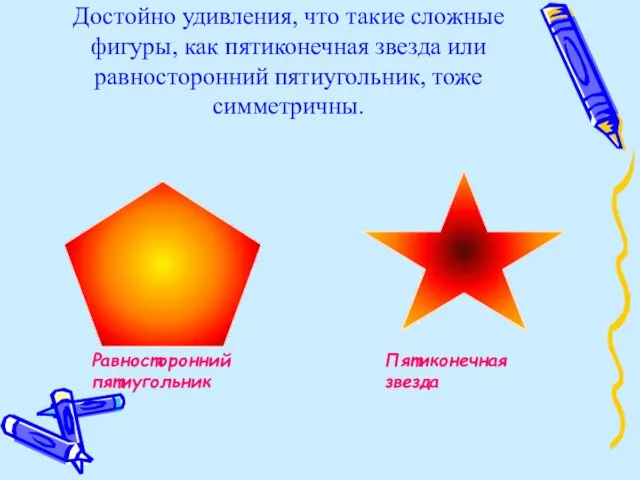 Достойно удивления, что такие сложные фигуры, как пятиконечная звезда или равносторонний пятиугольник,