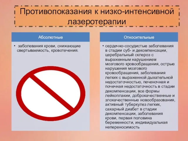 Противопоказания к низко-интенсивной лазеротерапии