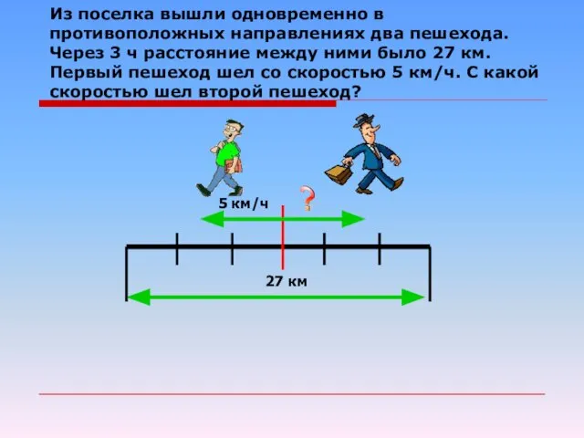 Из поселка вышли одновременно в противоположных направлениях два пешехода. Через 3 ч