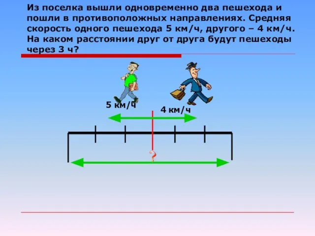 Из поселка вышли одновременно два пешехода и пошли в противоположных направлениях. Средняя