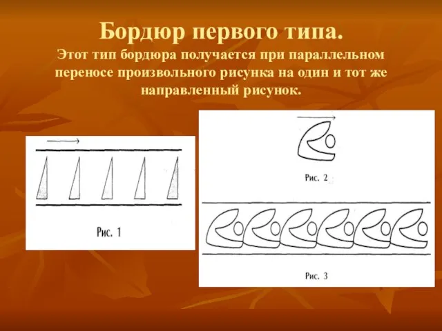 Бордюр первого типа. Этот тип бордюра получается при параллельном переносе произвольного рисунка