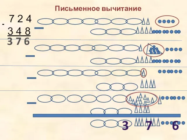 Письменное вычитание - 7 2 4 3 4 8 6 7 3 3 7 6