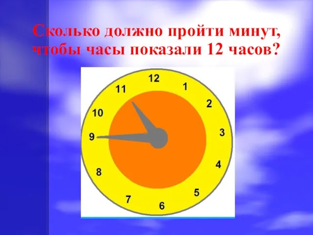 Сколько должно пройти минут, чтобы часы показали 12 часов?