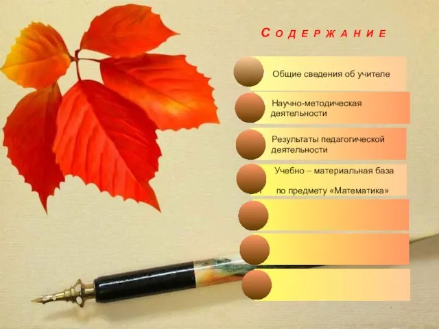 Р Результаты педагогической деятельности Нн Общие сведения об учителе Учебно – материальная