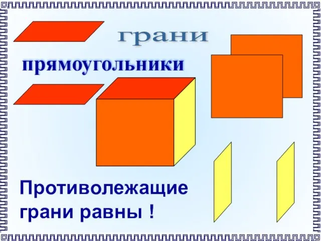 Противолежащие грани равны ! прямоугольники грани