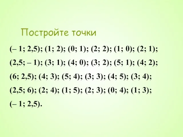 Постройте точки (– 1; 2,5); (1; 2); (0; 1); (2; 2); (1;