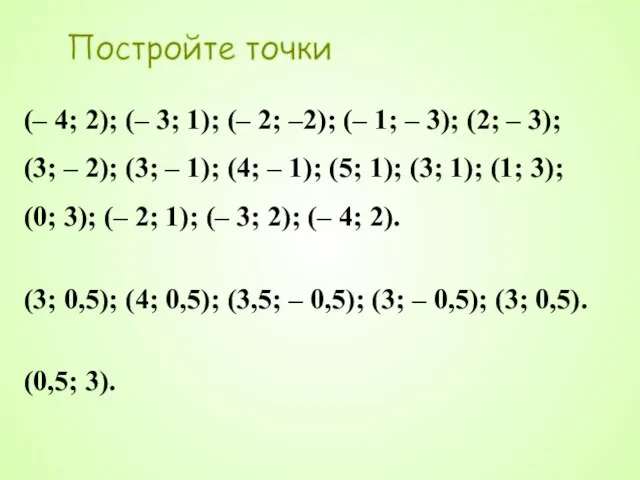 Постройте точки (– 4; 2); (– 3; 1); (– 2; –2); (–