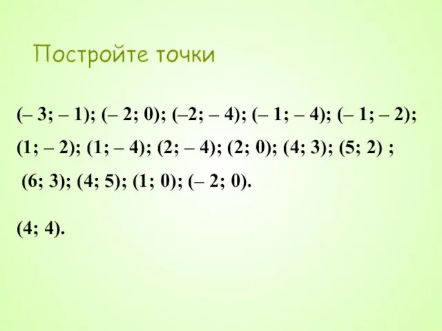 Постройте точки (– 3; – 1); (– 2; 0); (–2; – 4);