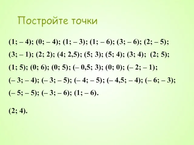 Постройте точки (1; – 4); (0; – 4); (1; – 3); (1;