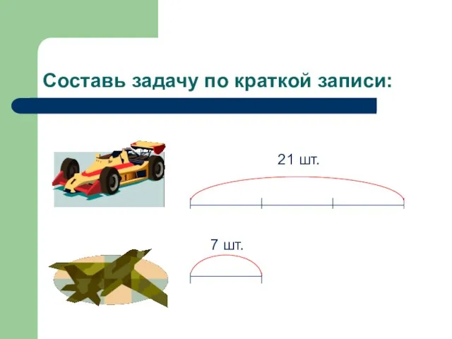 Составь задачу по краткой записи: 7 шт. 21 шт.