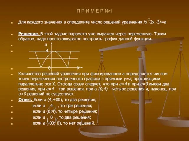 П Р И М Е Р №1 Для каждого значения а определите