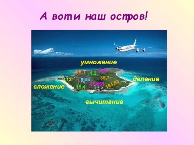 А вот и наш остров! 0,15 1,2 8,13 15,4 9,46 28,1 35,7