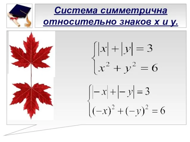 Система симметрична относительно знаков х и у.