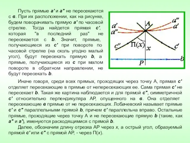 Пусть прямые а' и а" не пересекаются с в. При их расположении,