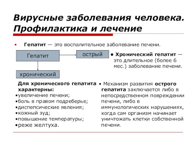 Гепатит — это воспалительное заболевание печени. Вирусные заболевания человека. Профилактика и лечение