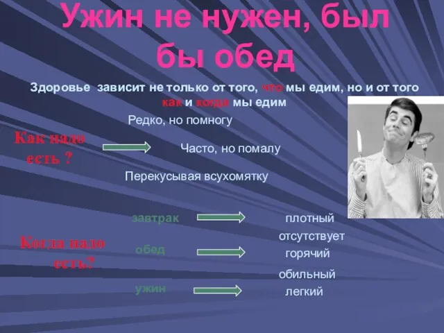 Ужин не нужен, был бы обед Здоровье зависит не только от того,