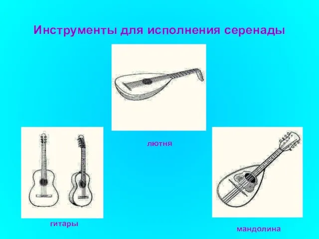 Инструменты для исполнения серенады лютня мандолина гитары