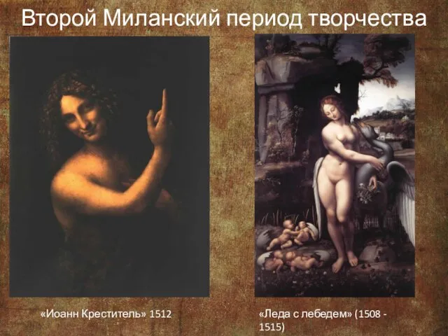 «Иоанн Креститель» 1512 «Леда с лебедем» (1508 - 1515) Второй Миланский период творчества